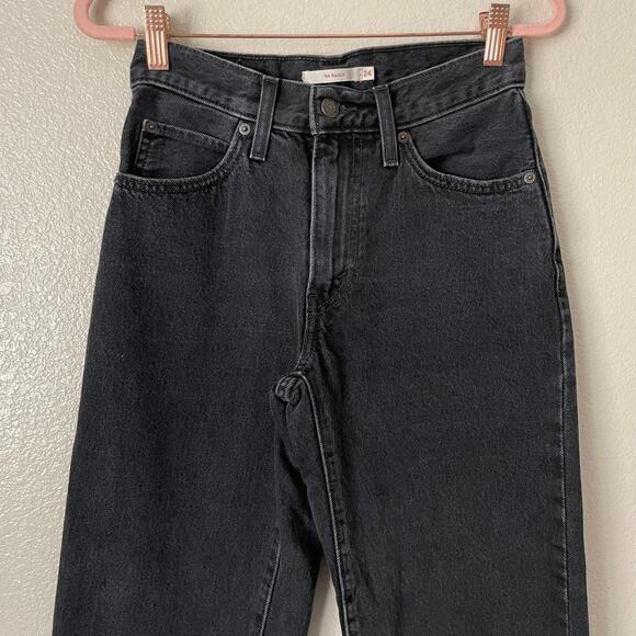 Levis Jeans Womens Size 24 Black 94 Baggy Relaxed Mid Rise Denim Y2K Gothic - Picture 4 of 11